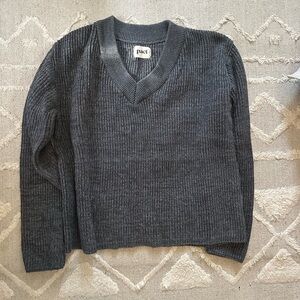 Pact Organic Cotton Gray V-Neck Sweater
